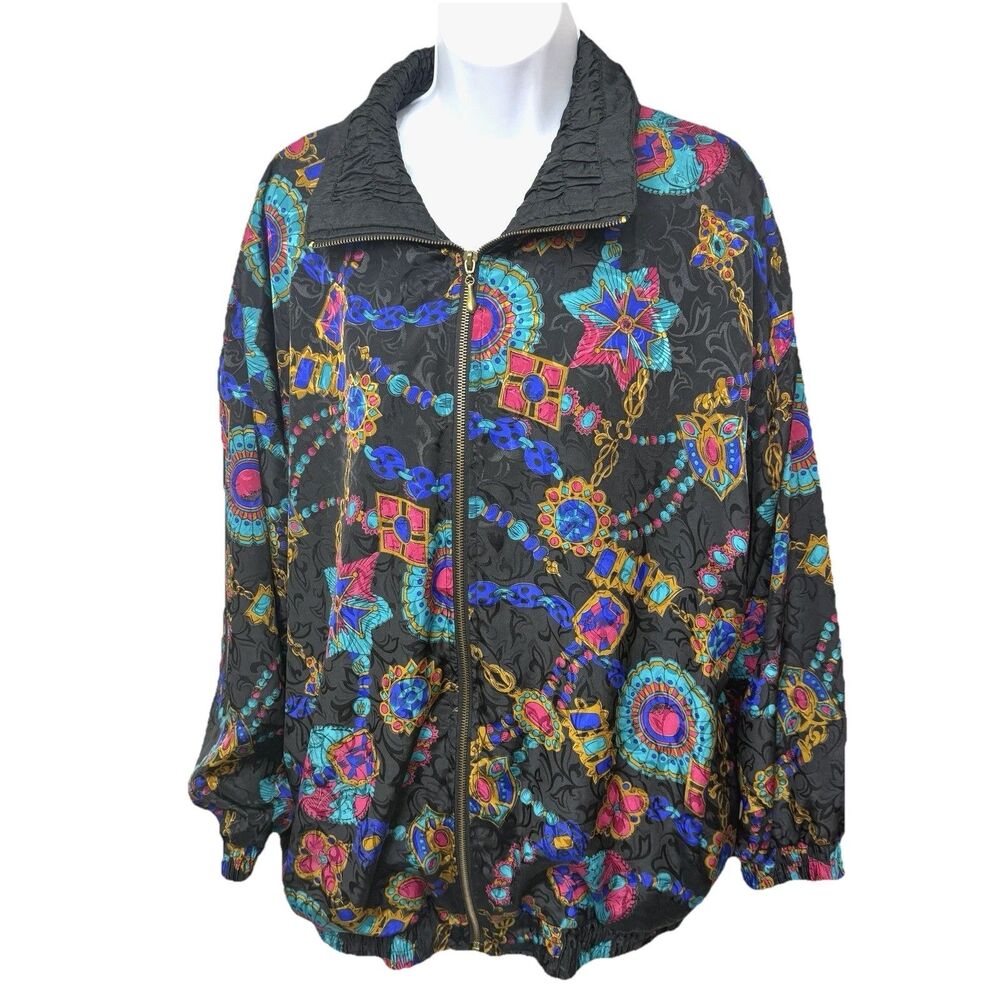 Vintage 80s 90s Lady Lavon Size 1X Funky Abstract Hip-hop Track Jacket